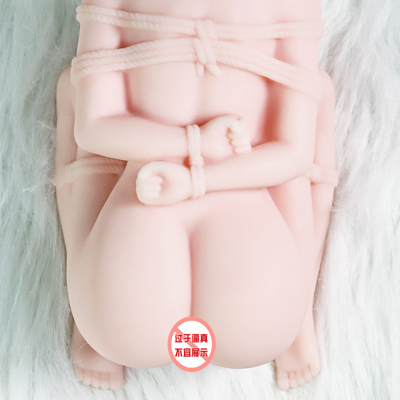 Jiuai Airplane Cup Half-Body Male Masturbator with Breast and Dual-Channel Inverted Mold, TPE, Flesh - Image 5