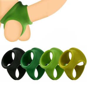 Silicone Chastity Cage Ring with Scrotum Stretcher for Delayed Ejaculation