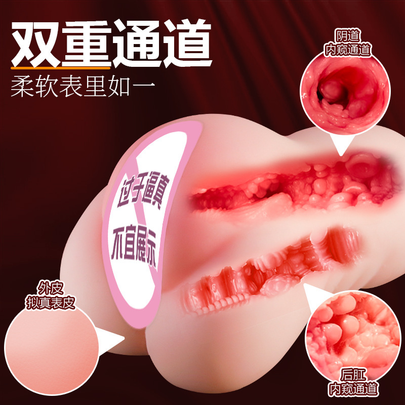 Jiuai Manual Male Masturbator Cup with Inverted Vaginal and Buttocks Mold, TPE, Flesh Tone - Image 4