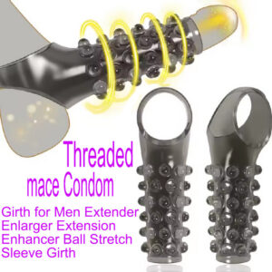 Textured TPE Penis Sleeve Condom with Studded Surface and Foreskin Blocker Design