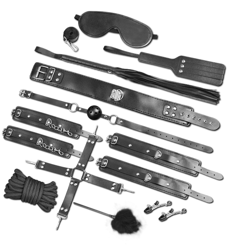 12-Piece Bondage Kit with Handcuffs, Nipple Clamps and Mouth Ball - Image 5