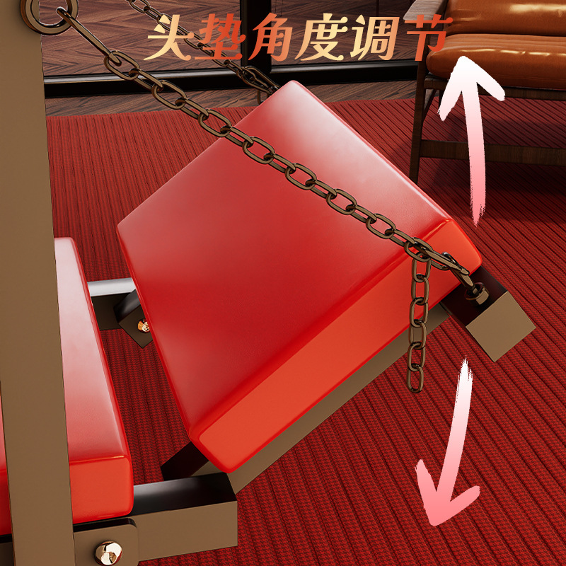 SM Lock Torso Table Steel Pipe Restraint Set for Couples, Red PU Padded Props - Image 2