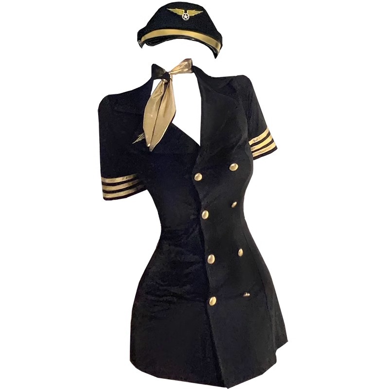 Policewoman Cosplay Lingerie Set with Hat, Tie, Panties and One-Piece Uniform - Image 5