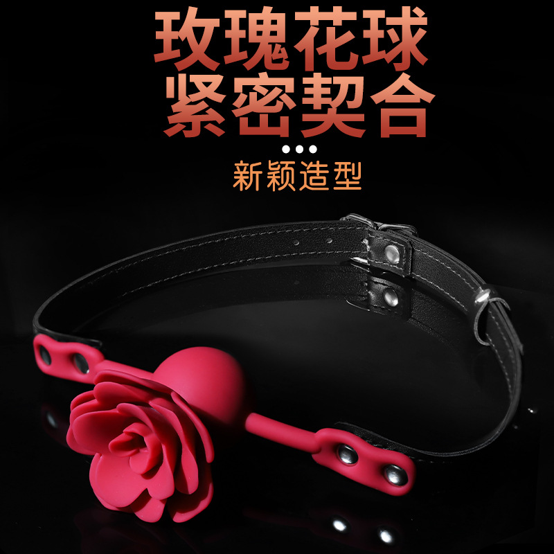 Silicone Mouth Plug with Leather Strap for Couples Bondage Play - Image 2