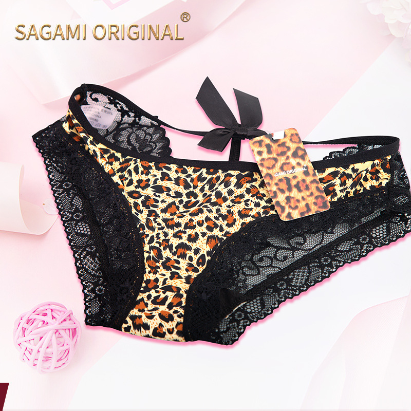Women's Leopard Print Lace Briefs Low-Rise Ice Silk Seamless Panties - Image 3