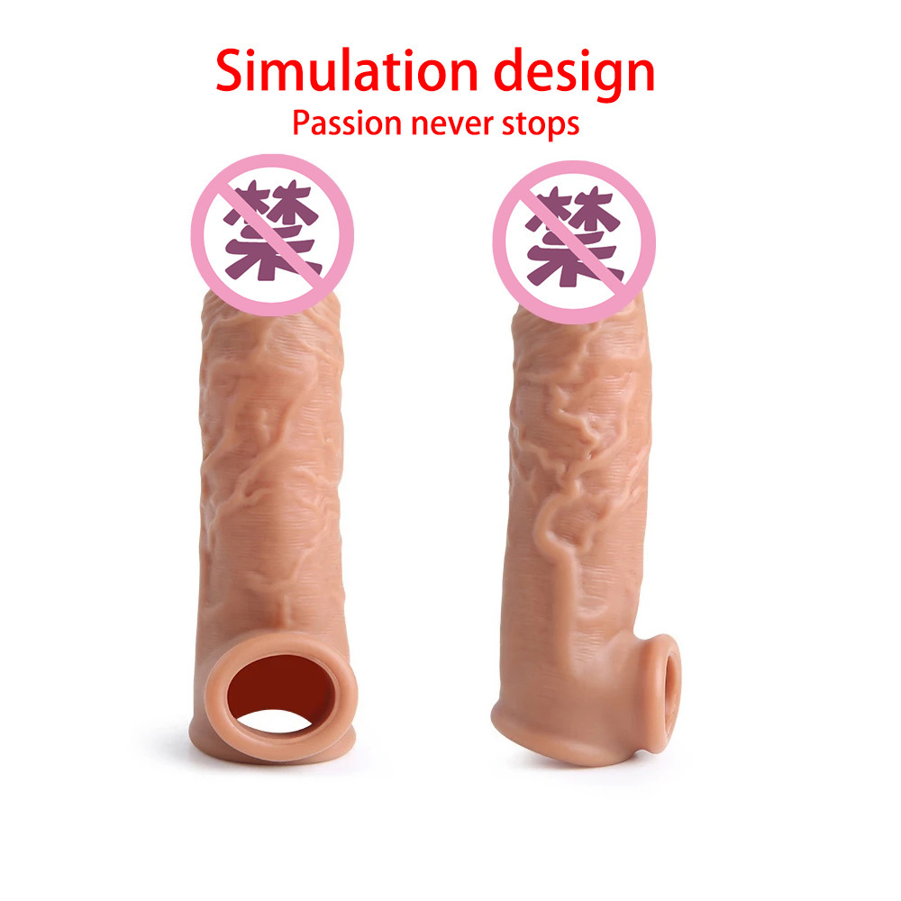Lock-On Condom Sleeve for Men, Textured TPE Extension, Manual Couple's Toy - Image 2