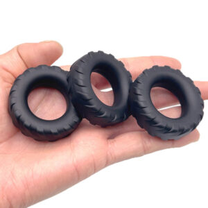 Men's Liquid Silicone Bead Lock Delay Ring, Manual Control, Black