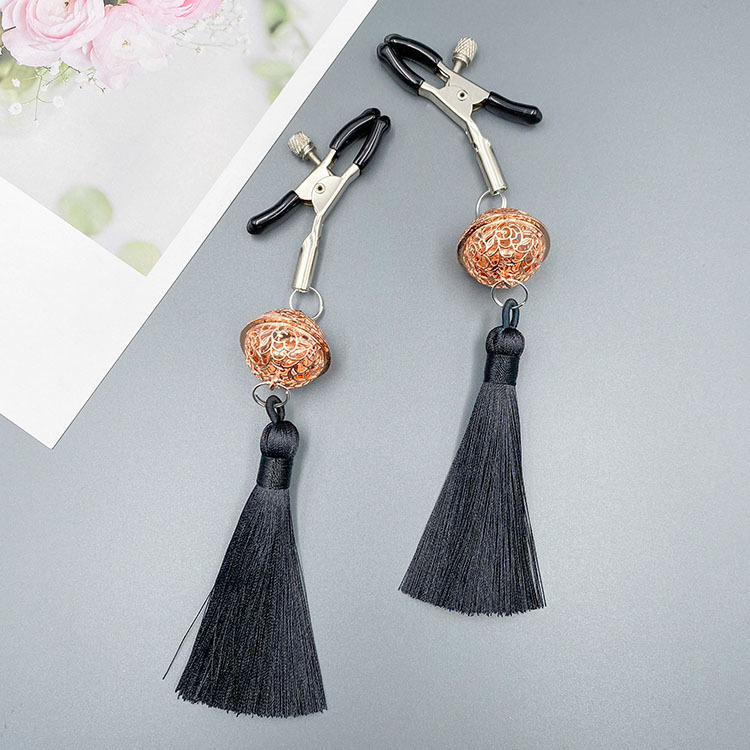 Tassel Bell Nipple Clamps with Metal Bells, Erotic SM Sensory Accessory, Adult Wearable Toy - Image 3