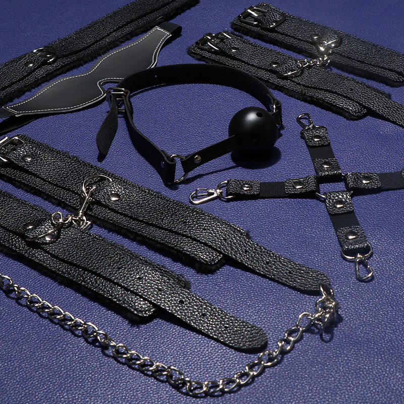 SM Six-Piece Couple Restraint Set with Hand and Foot Cuffs and Mouth Gag - Image 2