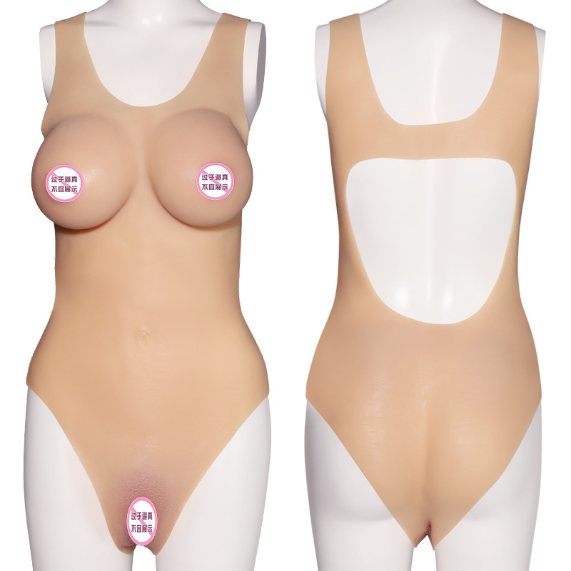 Jiuai V-Neck Silicone Breast Forms, Skin-Tone F-Cup Crossdressing Prosthetics - Image 4