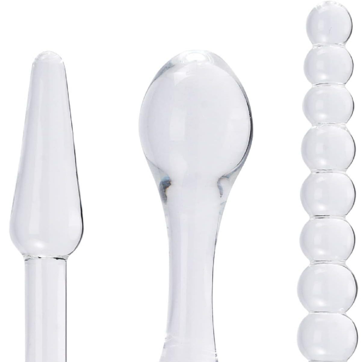 Clear Glass Anal Beads Plug, Nine-Bead Graduated Massage Stick for Adults - Image 5