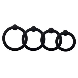 Four-Pack Silicone Penis Rings with Beaded Lock Design for Men