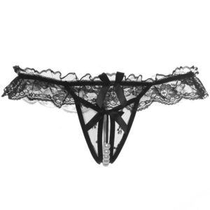 Women's Lace Open Low-Waist Thong in Pink, One Size