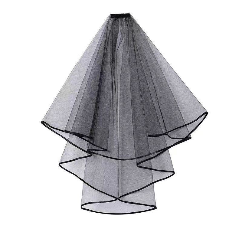 Bridal Wedding Veil with Pearl Accents, Medium Length, Studio Photography Ready - Image 5