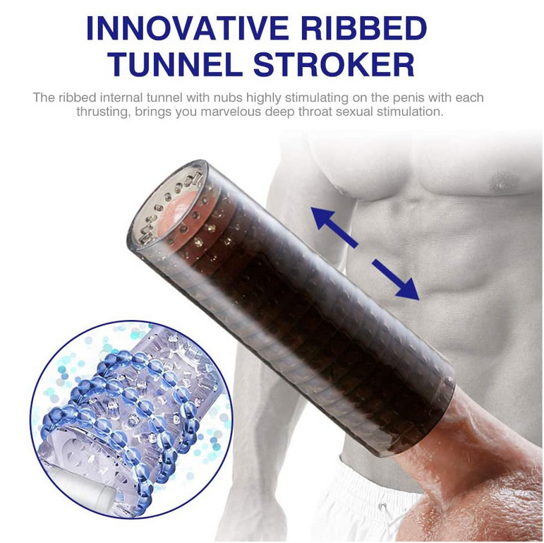 Apollo Trainer Manual Male Masturbator Cup, Ribbed TPE Sleeve, Pocket-Sized - Image 5