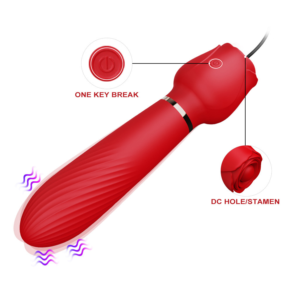 Rose Breast Clip Vibrator, Silicone Rose-Red Massager for Adults - Image 4