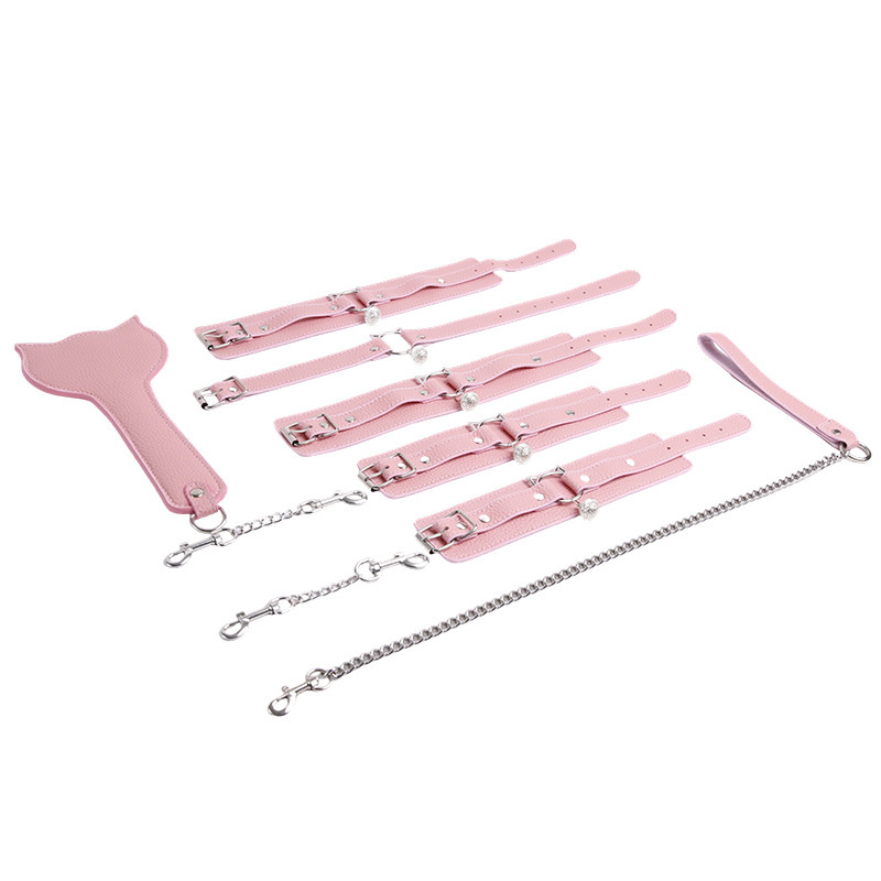 Sweetheart Cat Five-Piece Bondage Set with Handcuffs, Ball Gag, Whip, Nipple Clamps and Low-Temperature Candle - Image 5