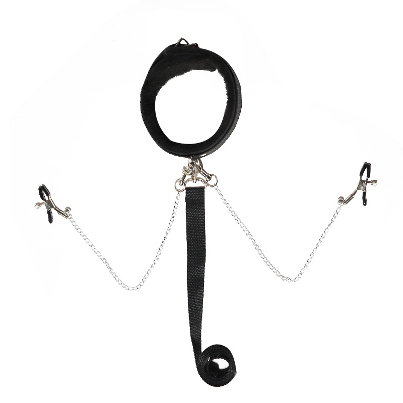 Jiuai PU Leather Nipple Clamps with Traction Chain, Black Bondage Accessory for Couples - Image 5