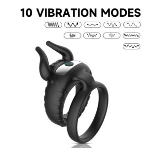 Bull Head Vibrating Ring with Prostate Massager, 10 Frequencies, Magnetic USB Charging