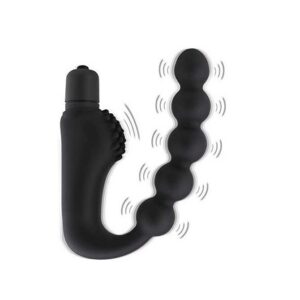 Ventricular Vibrating Anal Plug with Beads, 10-Frequency Remote-Control Silicone Massager