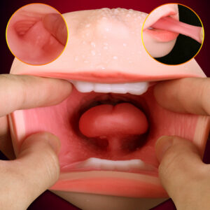 Jiuai Oral-Style Masturbator with Tongue Detail, TPE Manual Stroker for Men