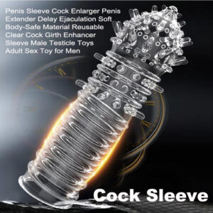 Wolf Tooth Textured Condom Sleeve, TPE Crystal Clear, Reusable Adult Toy