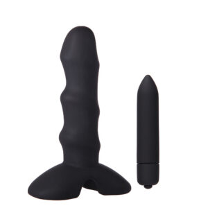 Silicone Vibrating Anal Plug, 10-Frequency G-Spot Stimulation, Black