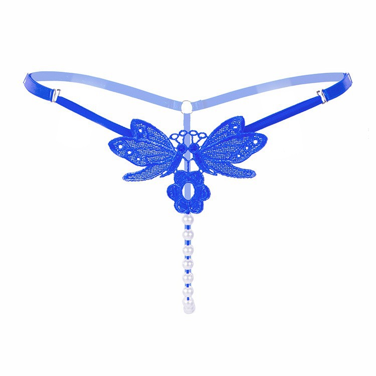 Women's Embroidered Pearl G-String Low Waist Adjustable Transparent Lingerie - Image 5