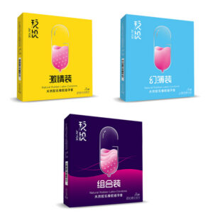 Jiuyue Ultra-Thin 003 Textured Condoms 3-Pack Natural Latex Transparent