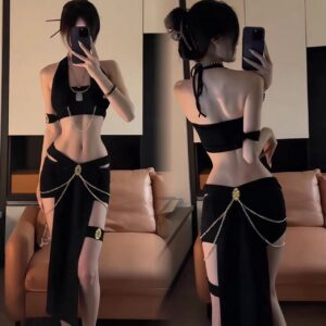Egyptian Cat Girl Costume Set with Dress, Top, Ears, Bracelet and Panties
