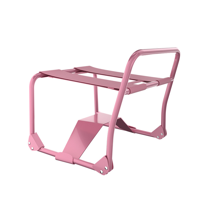 Folding Adult Positioning Chair with Elastic Straps, Pink PU, Couples Intimacy Support - Image 5