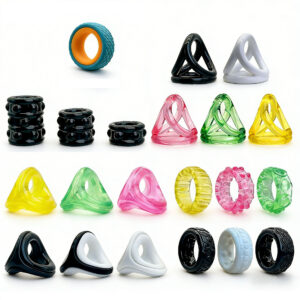 Triple-Ring Delay Cock Ring for Couples, TPE Scrotal Restraint Ring, Removable Dual-Color Design