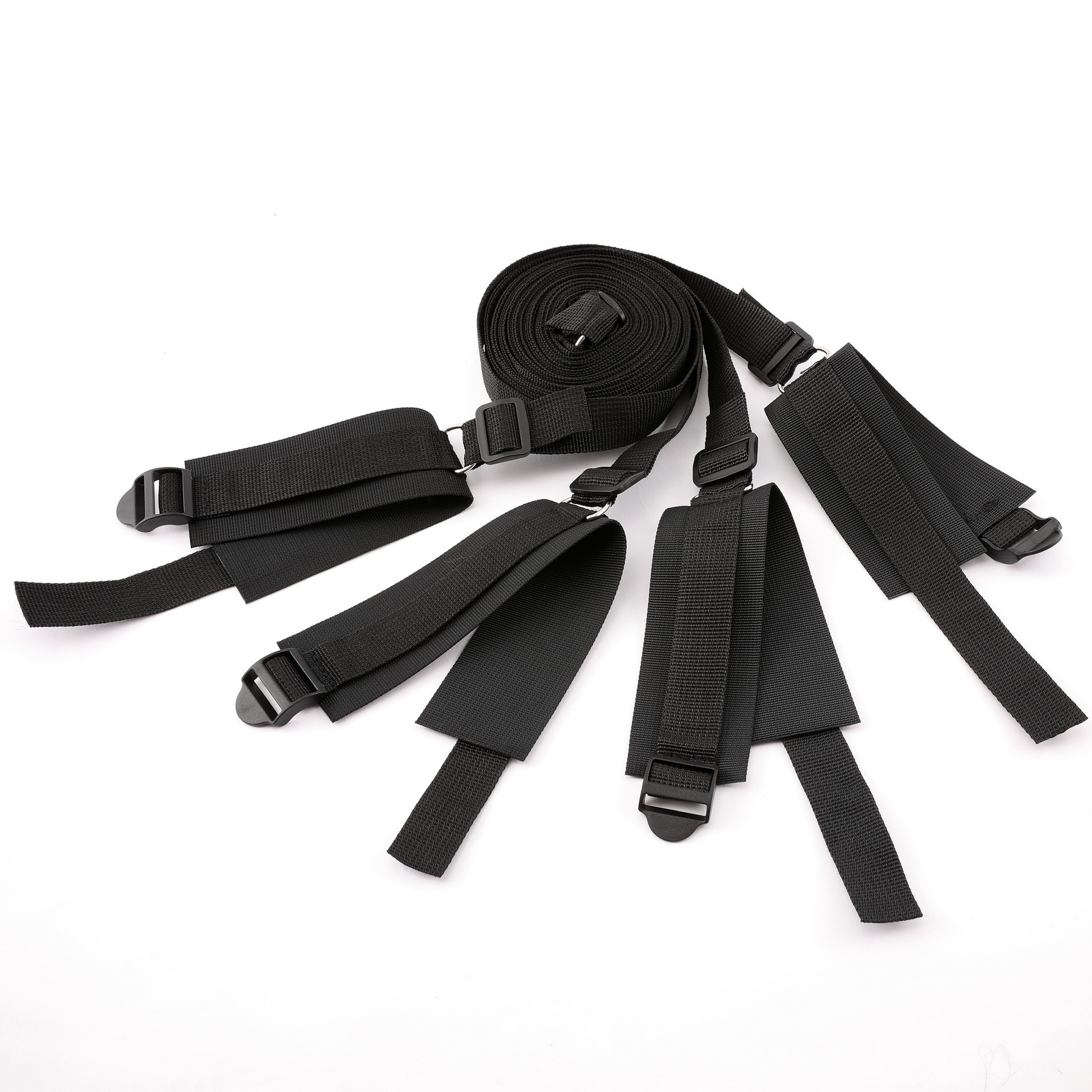 Leather Bed Restraint Strap Set for Role-Play Bonding Training, Black - Image 5