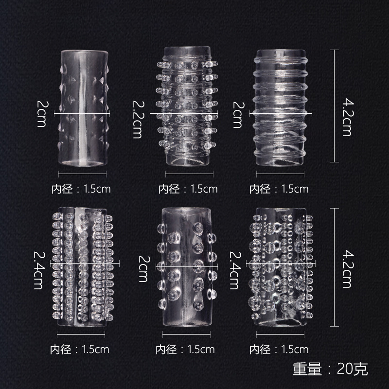 Crystal Caterpillar Textured Locking Ring 6-Pack, Transparent Soft Silicone-Style Cock Rings - Image 3