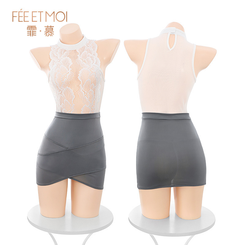 Women's Sexy Office Lady Costume Set with Bodycon Dress and Thong - Image 5