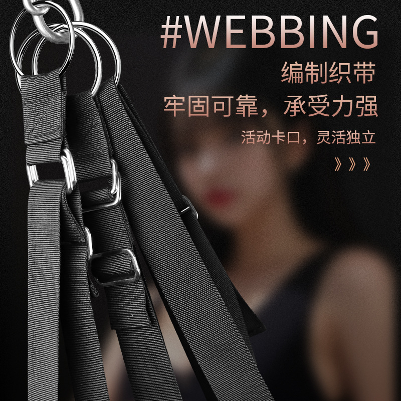 Adult Bondage Swing Set with Handcuffs and Restraint Cushion, Black - Image 4