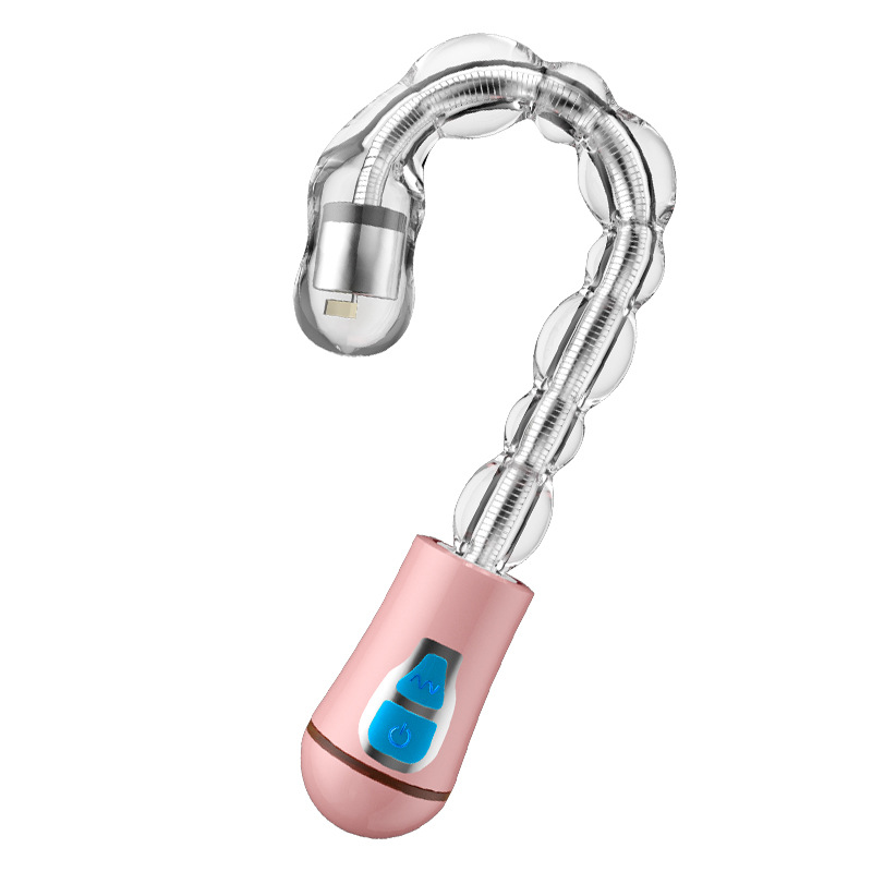 Anal Beads Prostate Massager with Multi-Frequency Vibration, TPE and ABS, Transparent Pink - Image 5