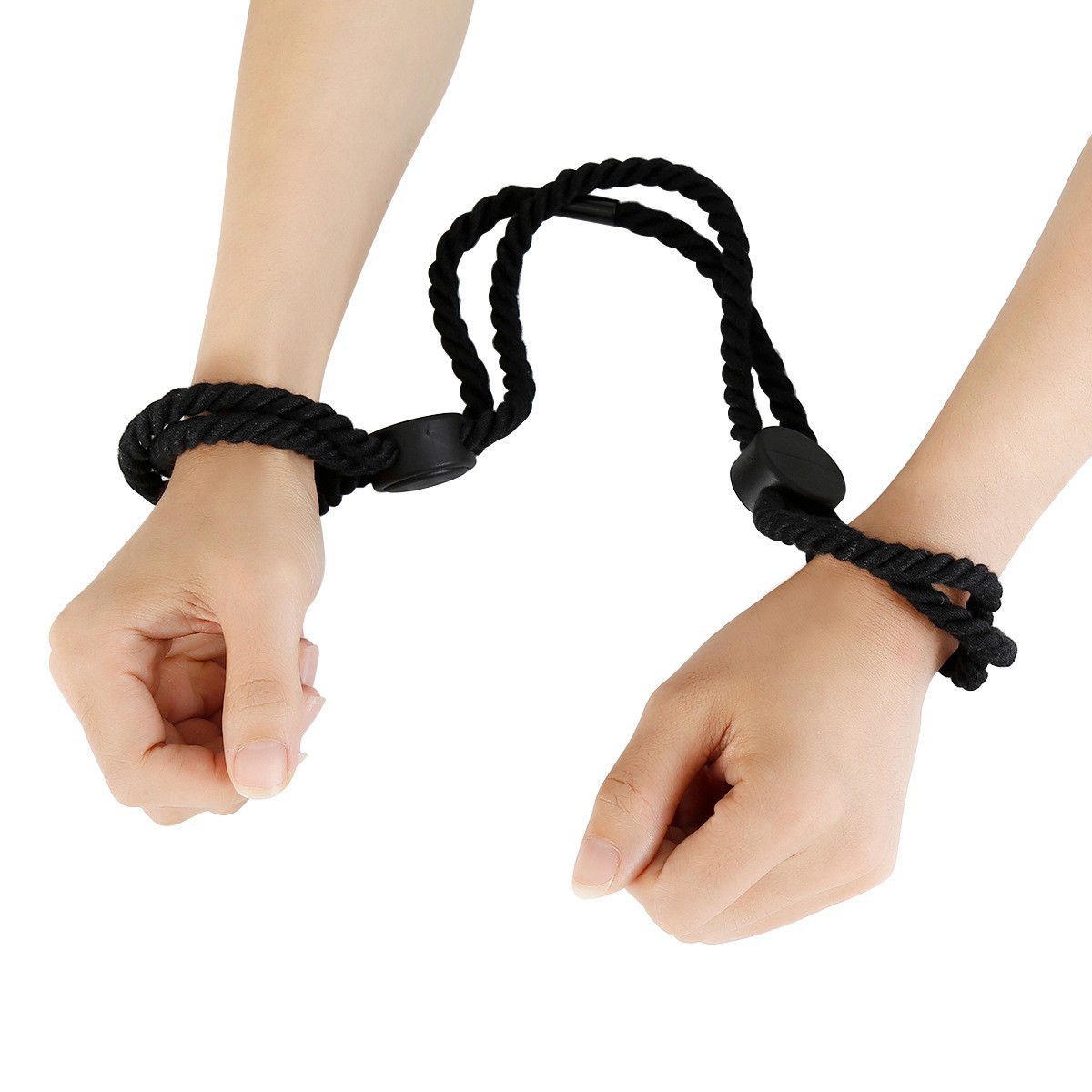 Adjustable Cotton Rope Handcuffs for Adults, Black Bondage Restraint Accessory - Image 3