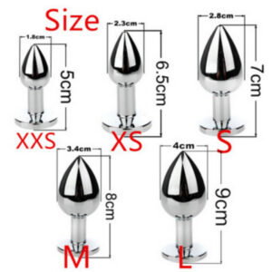 Detachable Fox Tail Metal Anal Plug with Beads, Stainless Steel, Medium Size
