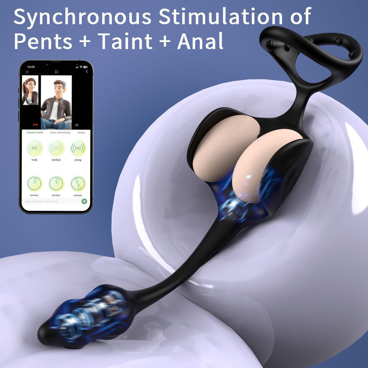3-in-1 Vibrating Prostate Massager with Scrotum Ring and Anal Plug, 10 Frequencies, APP Control - Image 4
