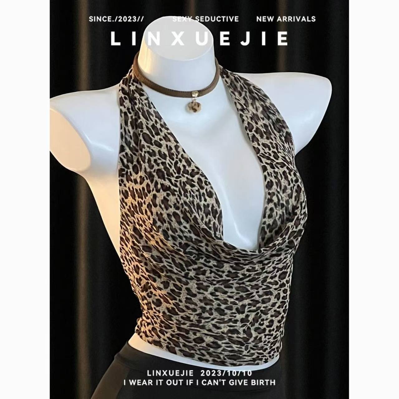 Leopard Print Open-Bust Secretary Costume Bodysuit, One Size Polyester Lingerie Set - Image 2