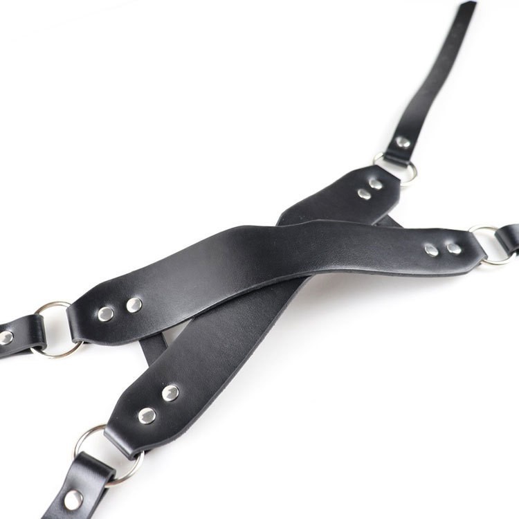 Jiuai SM Leather Eye Mask Black PU Blindfold with Three Studs for Couples - Image 5