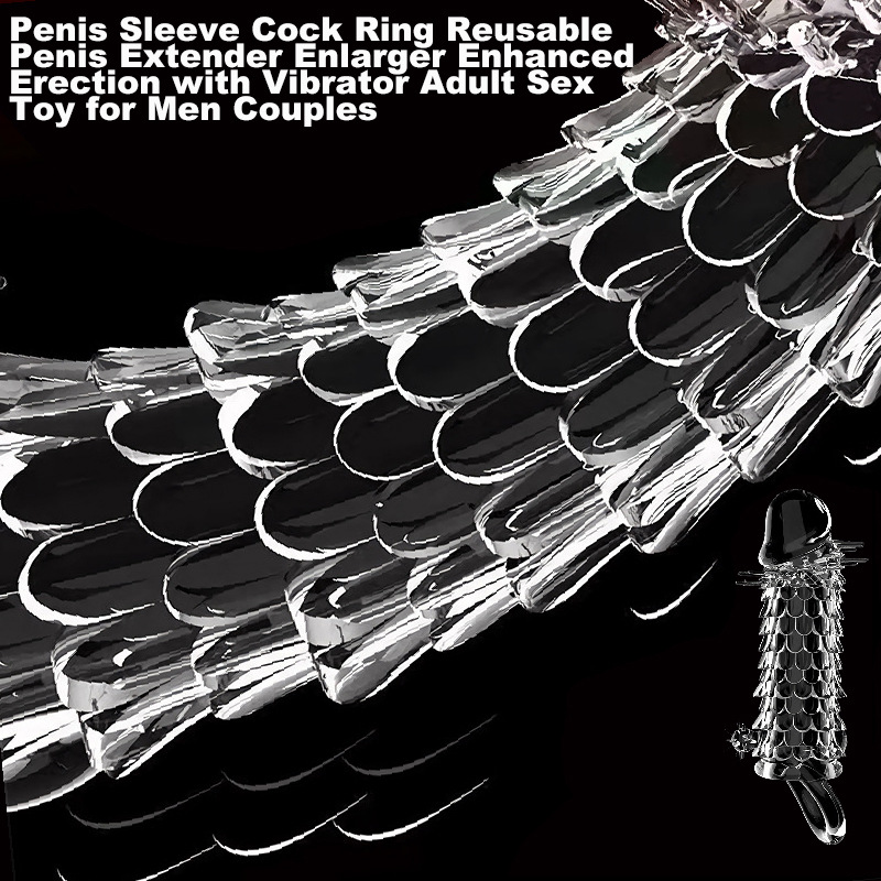 Dragon Scale Textured Penis Sleeve, TPE Wolf Tooth Design, Reusable Adult Toy for Men - Image 3