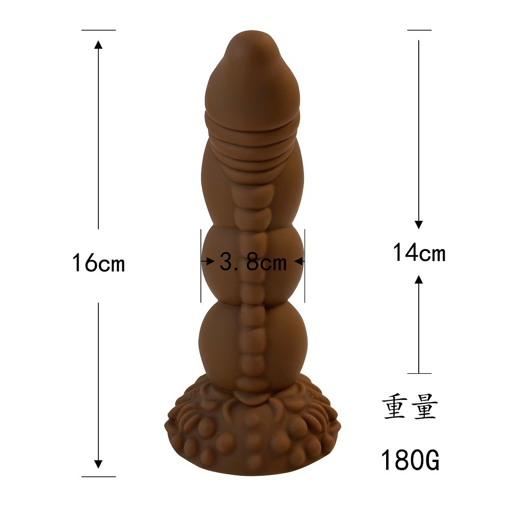 Huanlong Silicone Anal Plug, Large Special-Shaped Soft Vaginal Plug in Coffee Brown - Image 5