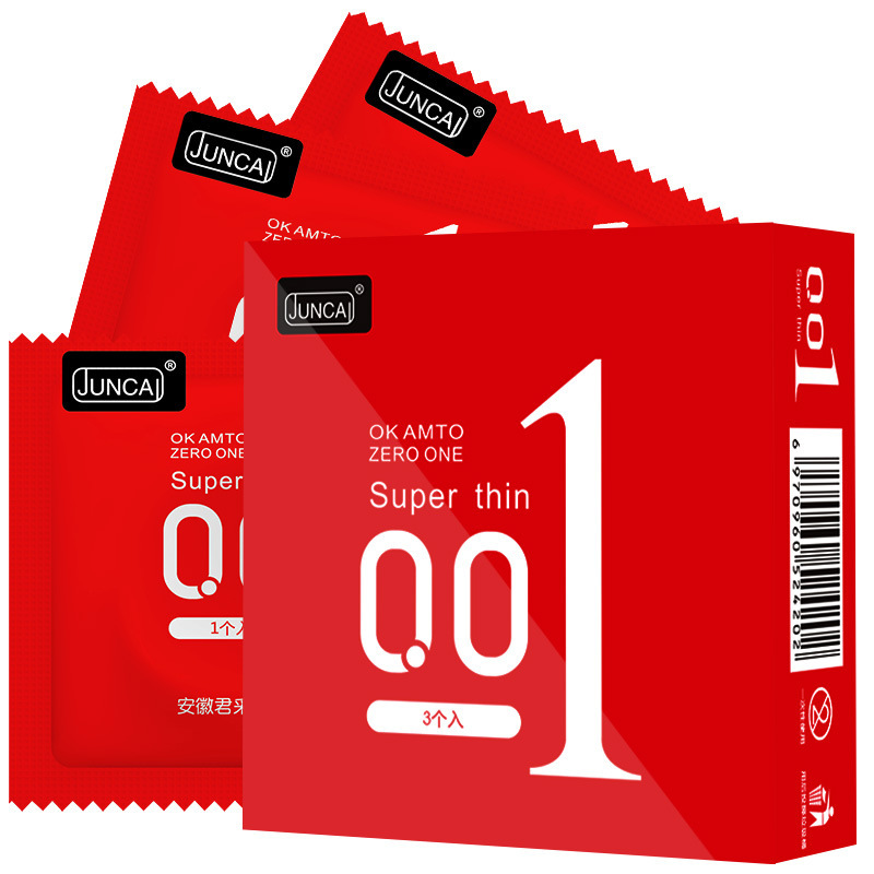 Juncai 001 Latex Condoms, Ultra-Thin Textured and Smooth, Medium, 2/3 Pack - Image 4