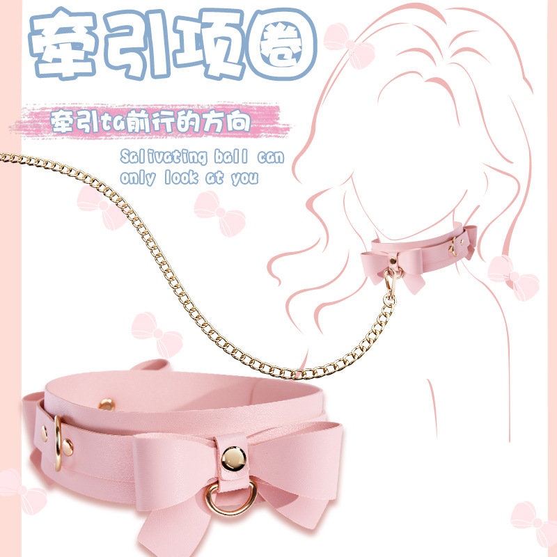 SM Bowknot Bondage Kit with Handcuffs, Whip and Training Accessories - Image 3