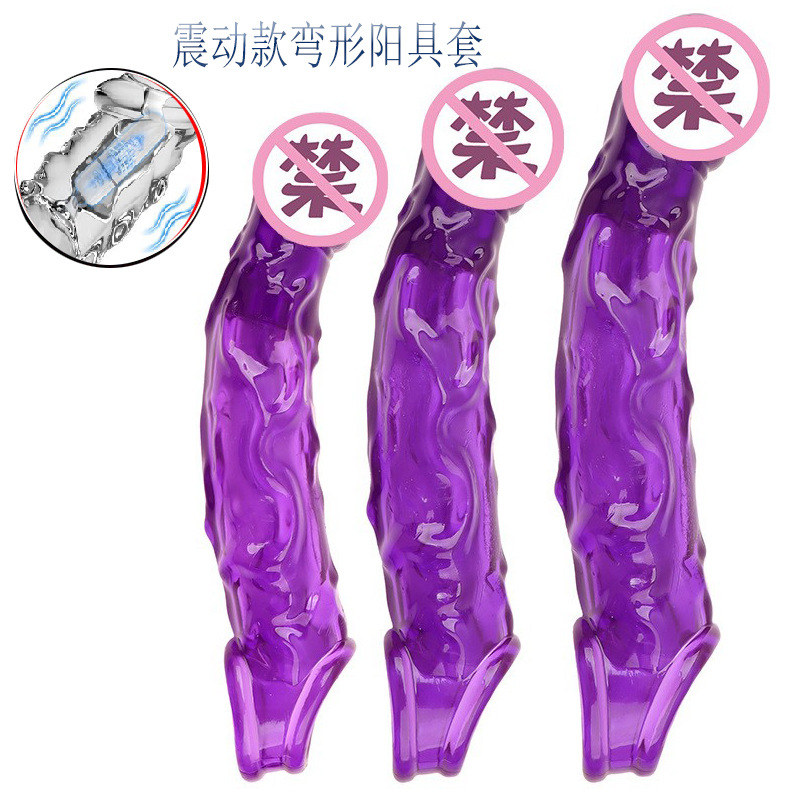 10-Frequency Vibrating Wolf-Tooth Penis Sleeve, Textured Silicone Extender for Couples - Image 2