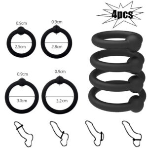 Silicone Lock Ring Set, 4-Pack Delay Rings for Men, Stretchy Adult Toy