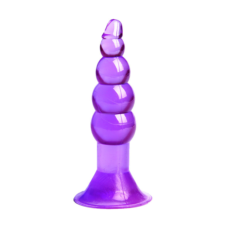 Crystal Anal Plug with Beaded TPE Shaft, Purple Wearable Design for Adults - Image 4