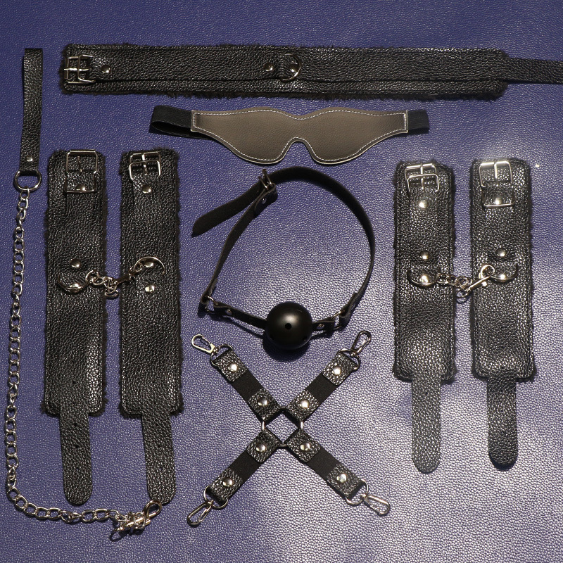 SM Six-Piece Couple Restraint Set with Hand and Foot Cuffs and Mouth Gag - Image 3
